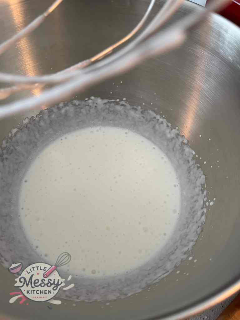 Cream in a stand mixer.