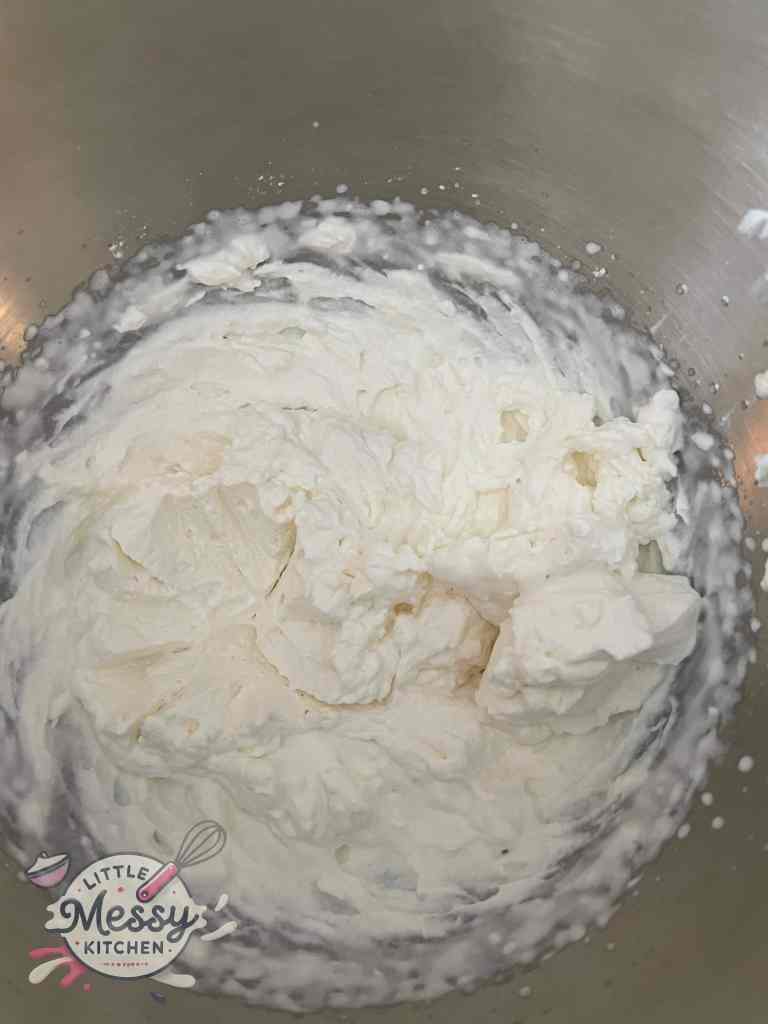 Cream whipped in a stand mixer.