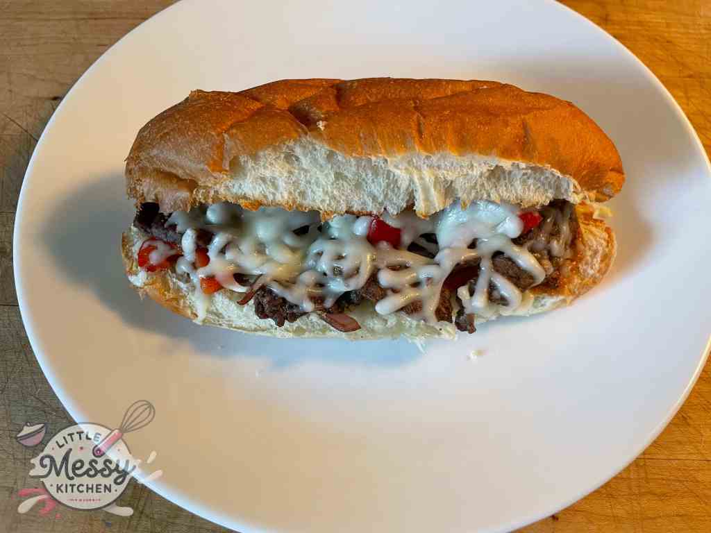 Cooked sub served in a plate