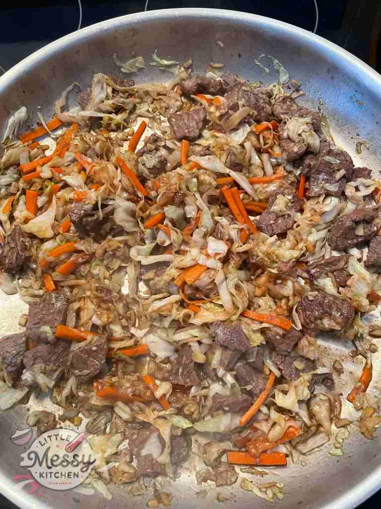 sauce added to the stir fry