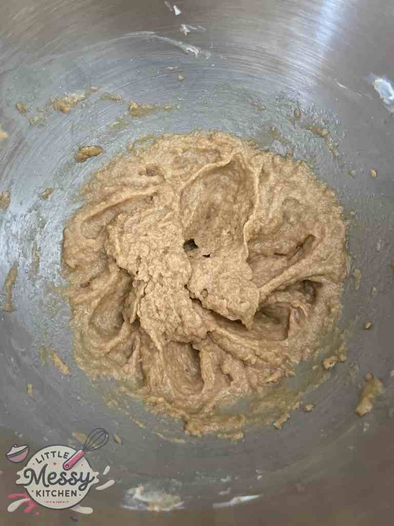 Egg added to the butter sugar mixture