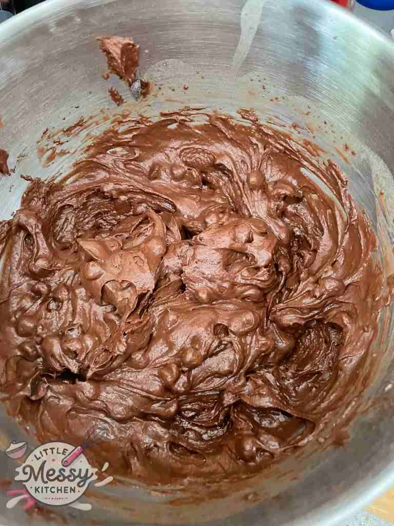 Chocolate chips folded into the batter.