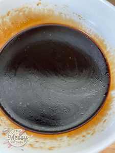 Stir fry sauce presented in a white mixing bowl.