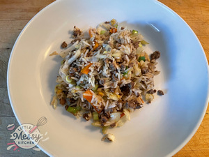 Egg roll in a bowl served in a with bowl.
