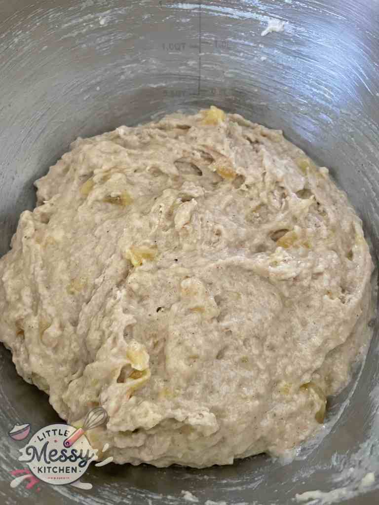 Wet and dry ingredients combined.