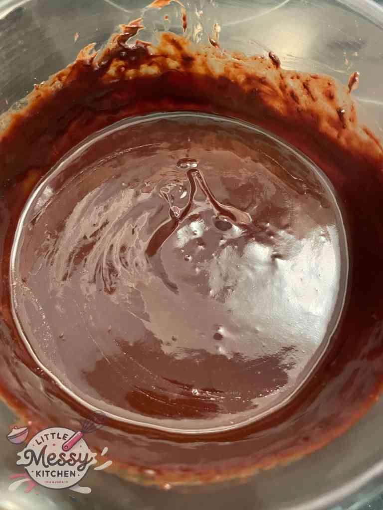 melted chocolate in a mixing bowl.