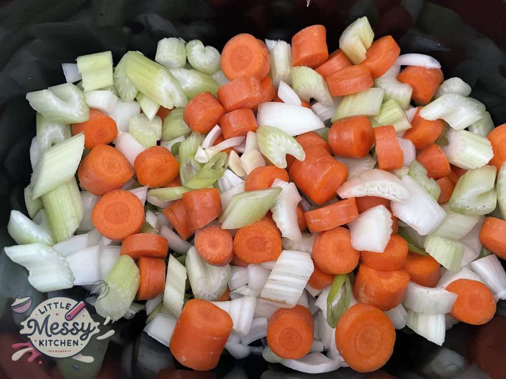 Vegetables in a slow cooker.