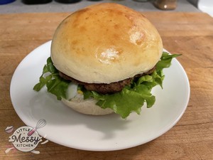 Burger served in a plate