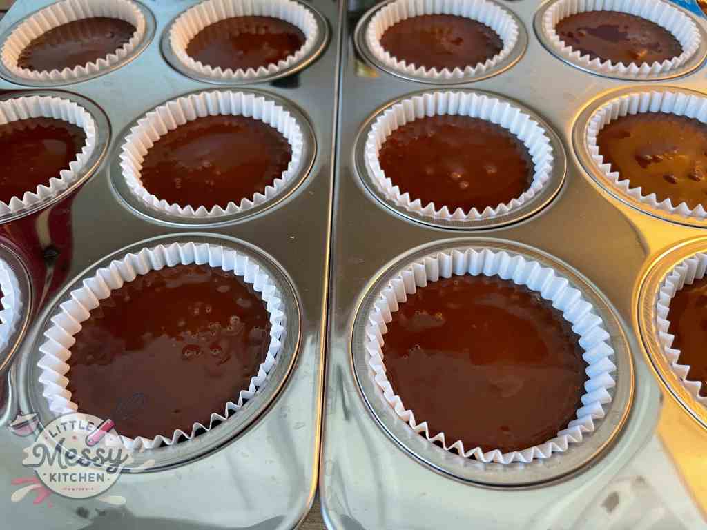 Cupcake batter in muffin pans