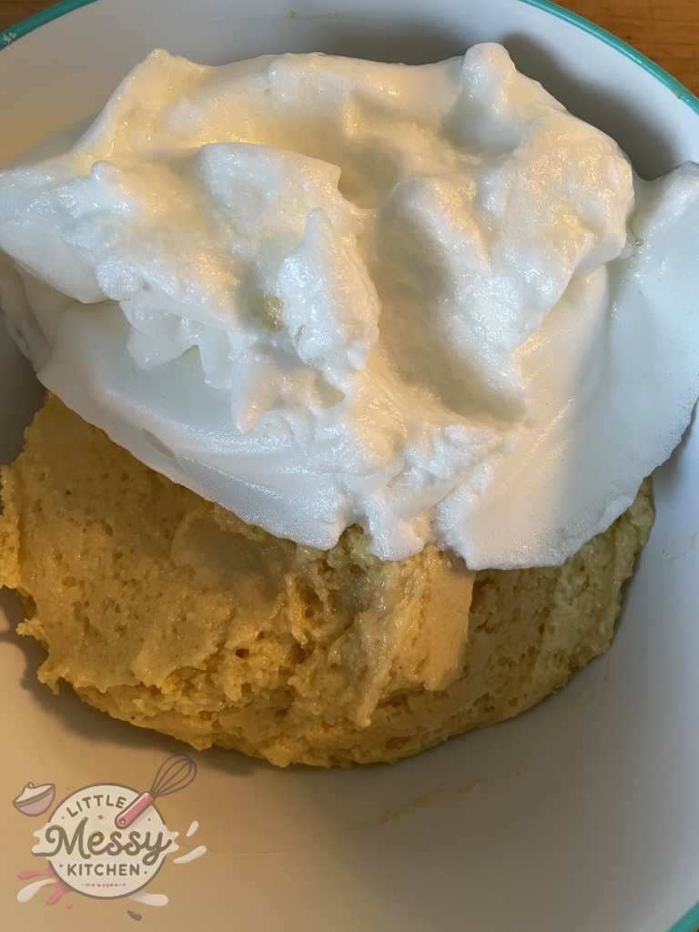 Eggs whites added to the batter.